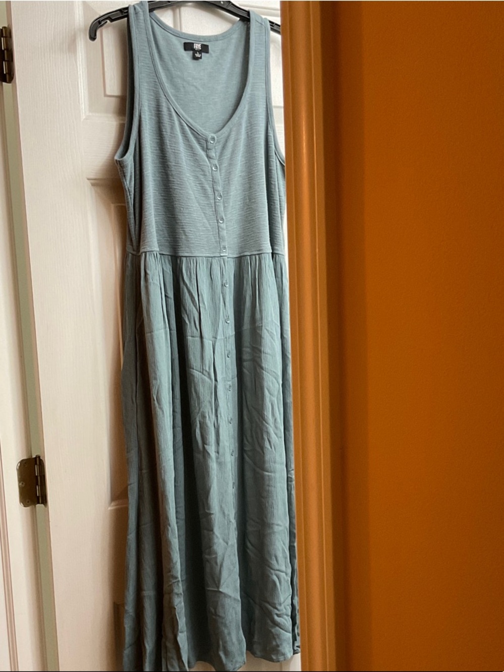 Frye Sleeveless Button-Front Maxi Dress in Dusty Sage